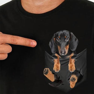 Unisex 3D Printed Dachshund Pocket T-shirt