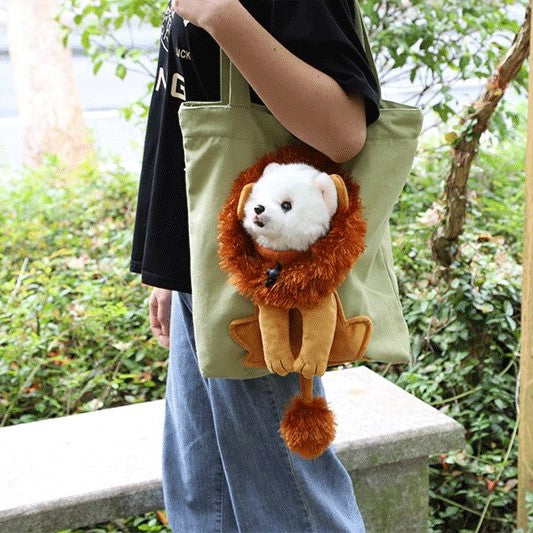 Cartoon Shape Lion Canvas Pet Shoulder Bag