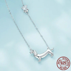 Dachshund Charm 925 Sterling Silver Necklace