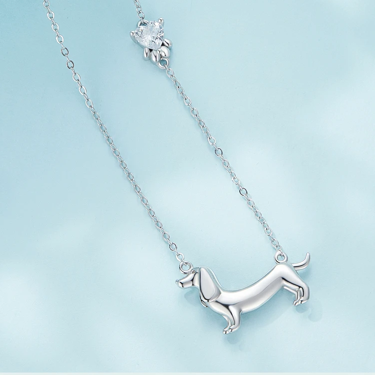 Dachshund Charm 925 Sterling Silver Necklace