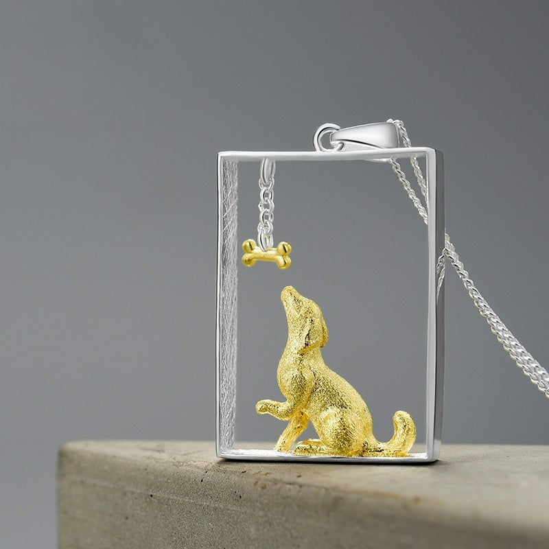 Cute Dachshund Sterling Silver Necklace