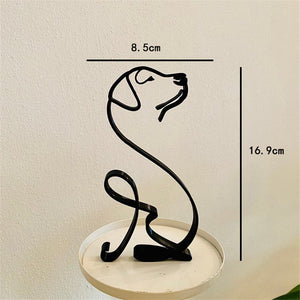 Minimalist Metal Abstract Line Art Dog Statue