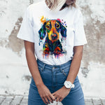 Load image into Gallery viewer, Dachshund Watercolor Design T-Shirt for Women
