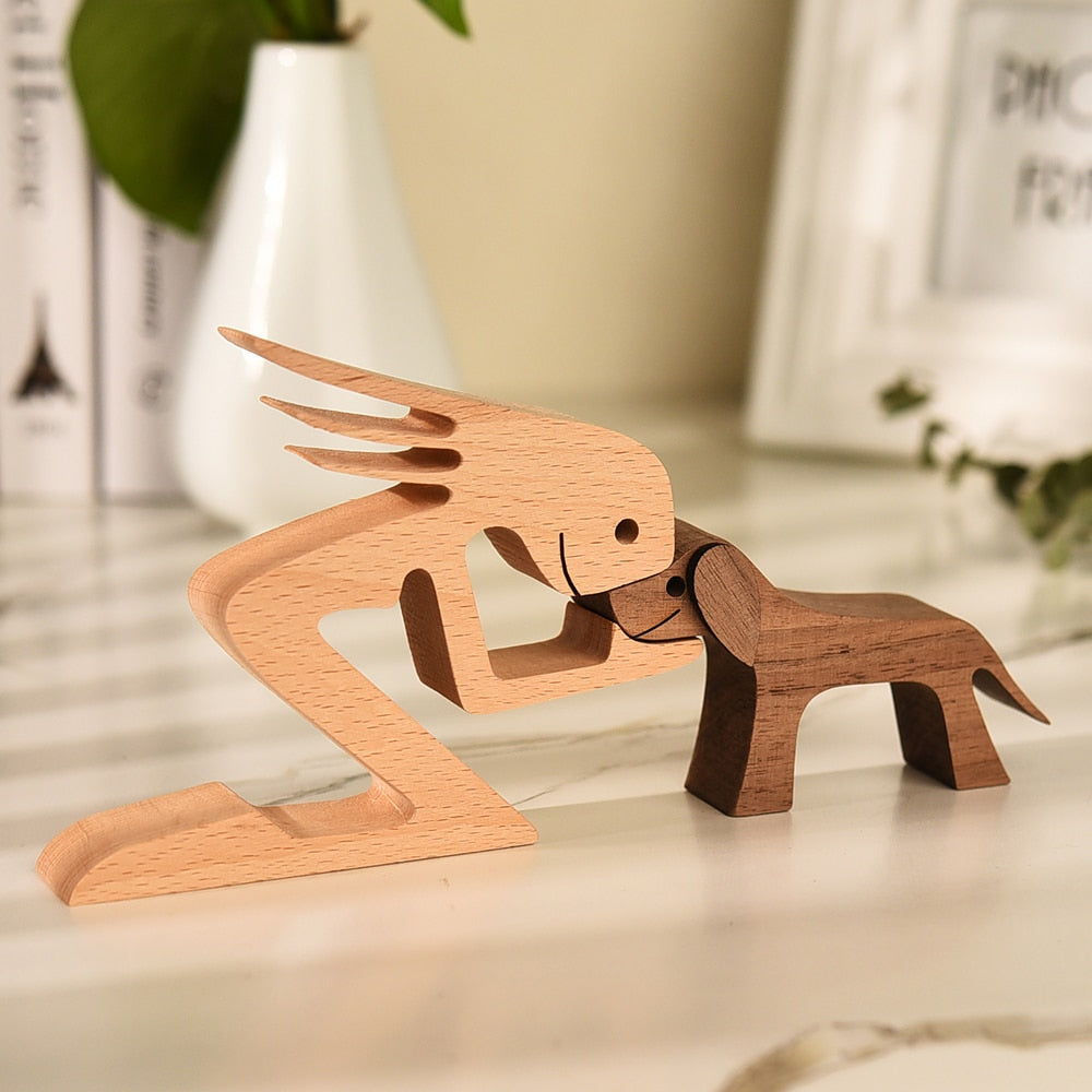 Cute Wood Crafted Dog Sculpture