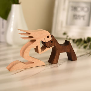 Cute Wood Crafted Dog Sculpture