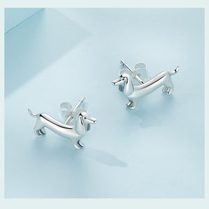 Elegant Dachshund Sterling Silver Ring & Earring