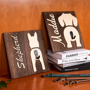 Personalized Wooden Dog Leash Holder
