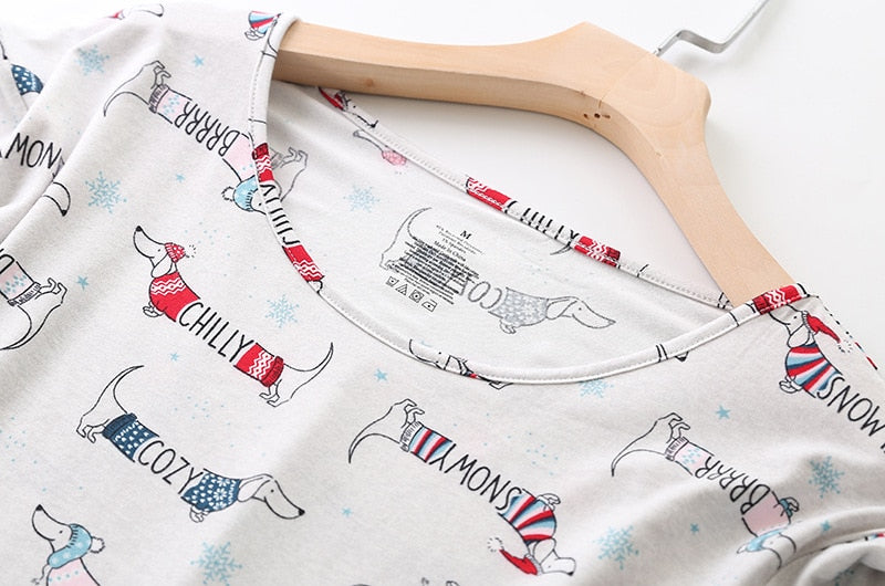 Stylish Dachshund Printed Pajama Set for Women