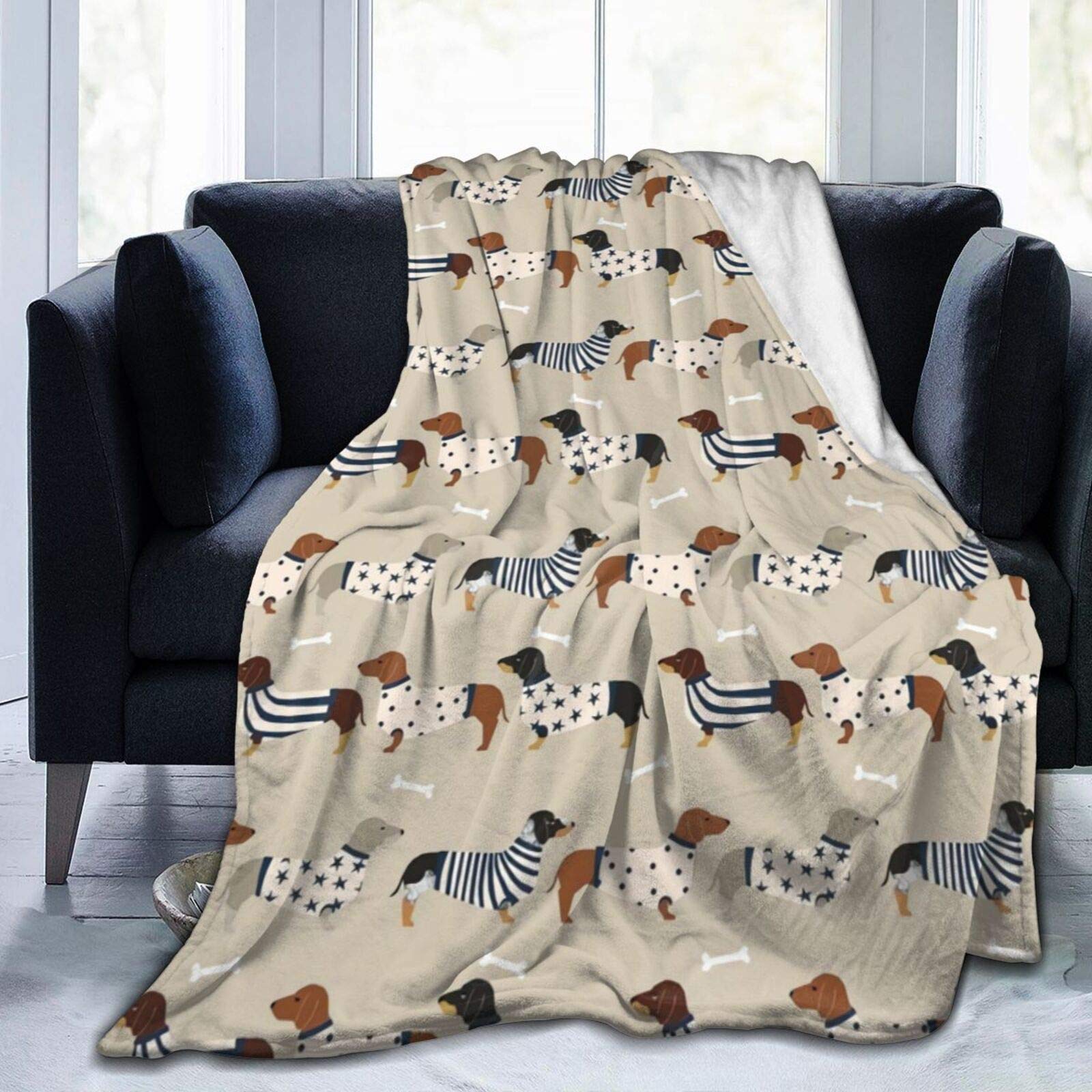 Cute Dachshund Flannel Throw Blanket