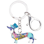 Load image into Gallery viewer, Colorful Elegant Dachshund Keychain
