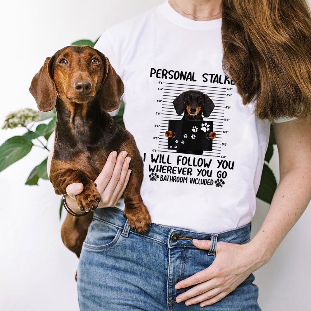 Personal Stalker Dachshund Print T-shirt (Women)