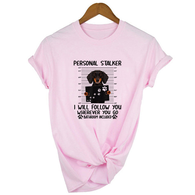 Personal Stalker Dachshund Print T-shirt (Women)