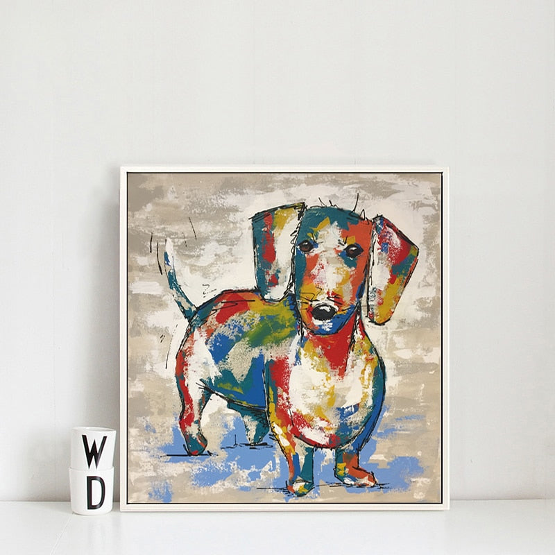 Dachshund Abstract Canvas Painting (No Frame)