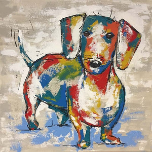 Dachshund Abstract Canvas Painting (No Frame)