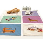 Load image into Gallery viewer, Cartoon Dachshund Cotton Placemats for Dining Table
