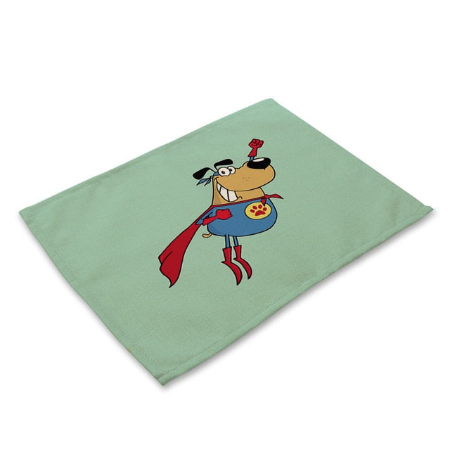 Cartoon Dachshund Cotton Placemats for Dining Table