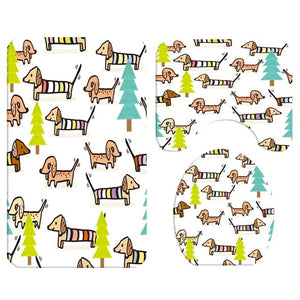 Cute Dog Bathroom Rug & Shower Curtain Sets (Set of 3 & Set of 4)
