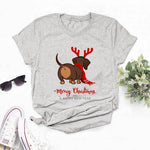 Load image into Gallery viewer, Cute Christmas Dachshund Print T-Shirt for Women
