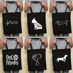 Load image into Gallery viewer, Cute Dog Black Canvas Tote Bag
