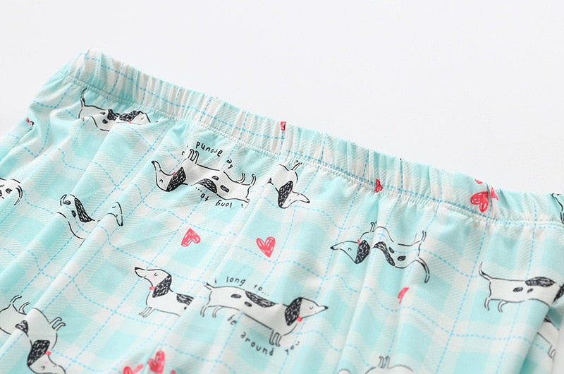 Cute Dachshund Printed Summer Pajama Set for Women